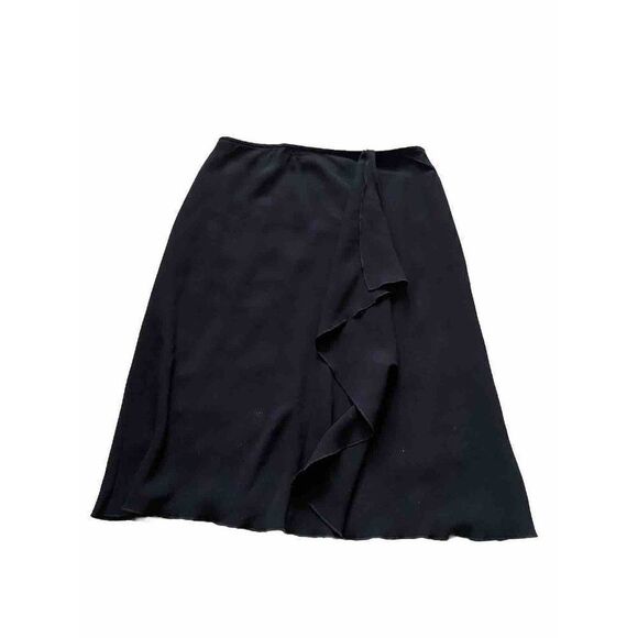 Carlisle Skirt Black Flowy Mid Length Ruffle 4 A-Line - Picture 1 of 8